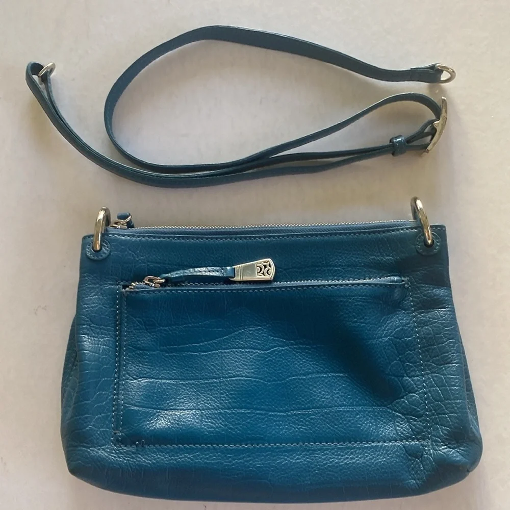 Brighton Bria Croco Embossed Leather Bag Size 10” x 6.75” x 2” approximately.